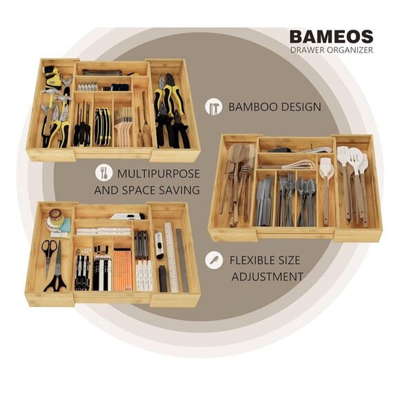 Kitchen Drawer Organizer Silverware Utensils Tools Tray Holder 3.5” H Expandable - Picture 7 of 7